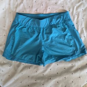 Athleta women's running workout shorts turquoise blue